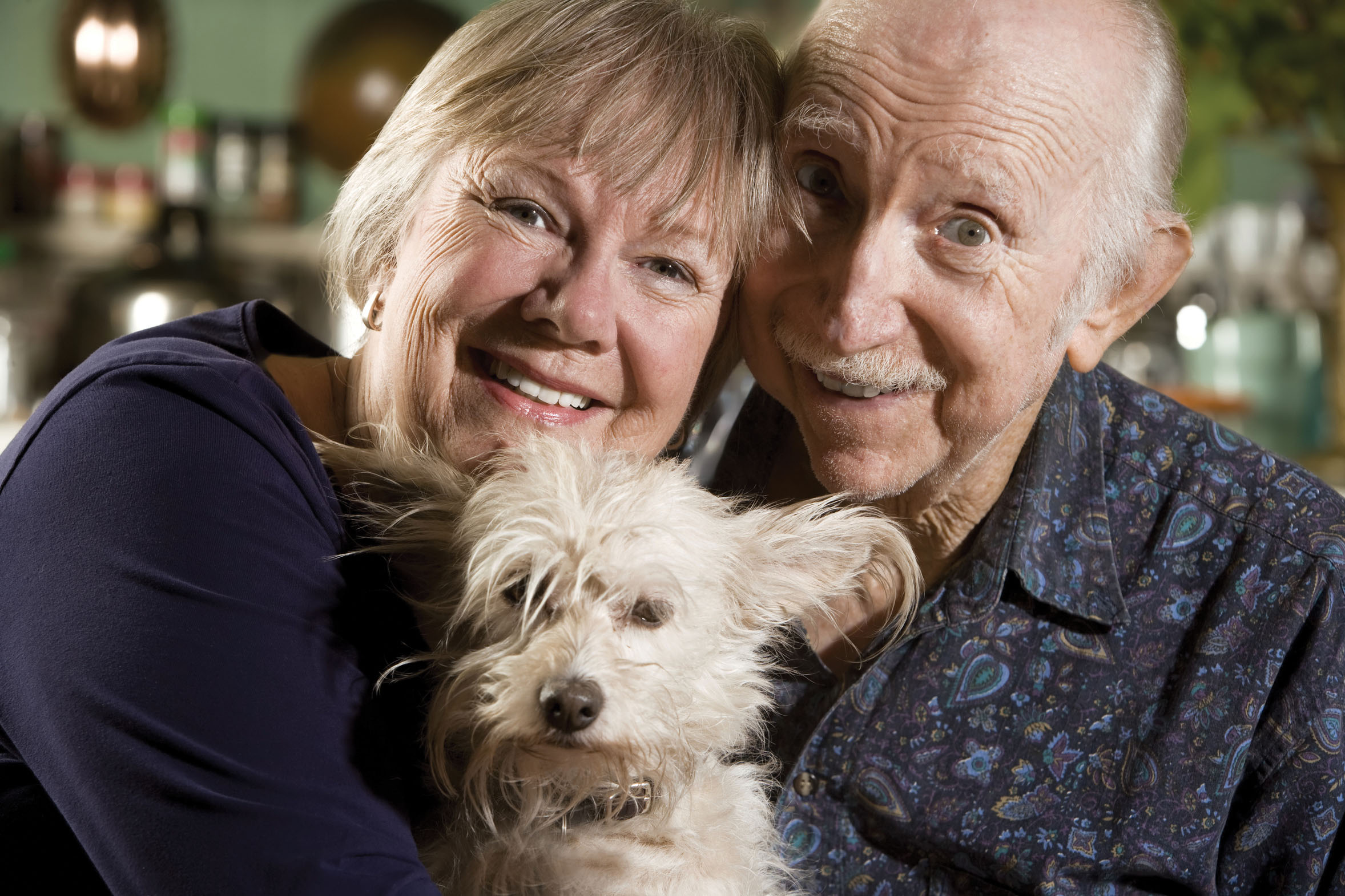 Close Up Portrait of Senior Couple with Dog